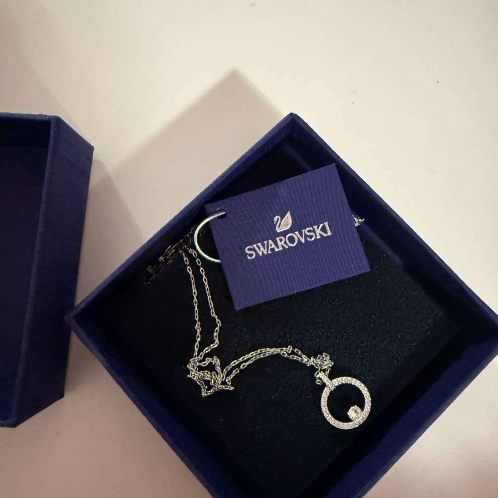 Swarovski Silver Necklace with Circular Crystal Pendant